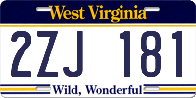 WV license plate 2ZJ181