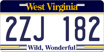 WV license plate 2ZJ182