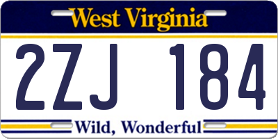 WV license plate 2ZJ184
