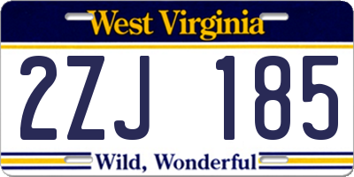 WV license plate 2ZJ185