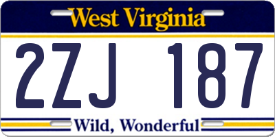 WV license plate 2ZJ187