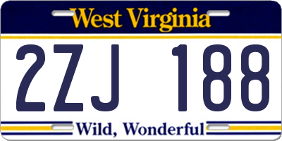 WV license plate 2ZJ188