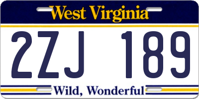 WV license plate 2ZJ189