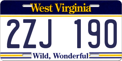 WV license plate 2ZJ190