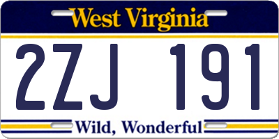 WV license plate 2ZJ191