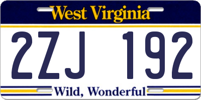 WV license plate 2ZJ192