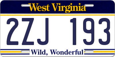 WV license plate 2ZJ193