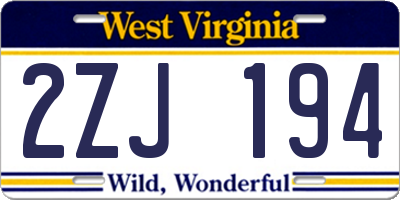 WV license plate 2ZJ194