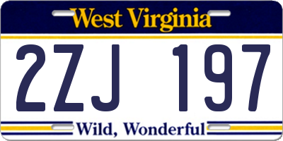 WV license plate 2ZJ197