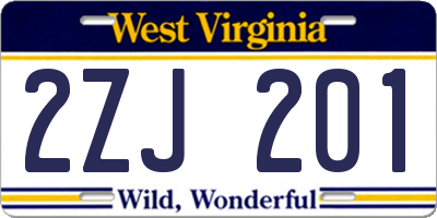 WV license plate 2ZJ201