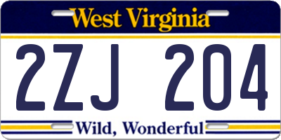 WV license plate 2ZJ204