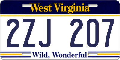 WV license plate 2ZJ207