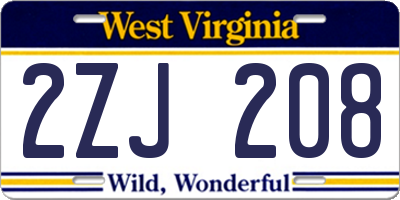 WV license plate 2ZJ208