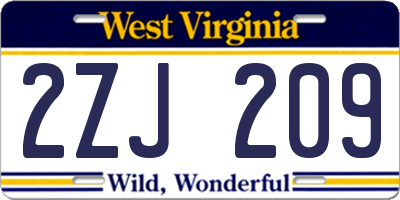 WV license plate 2ZJ209