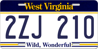 WV license plate 2ZJ210