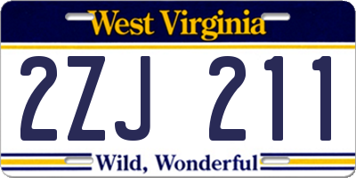 WV license plate 2ZJ211