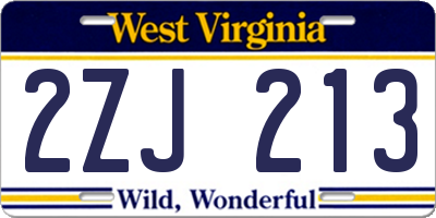 WV license plate 2ZJ213
