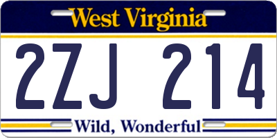 WV license plate 2ZJ214