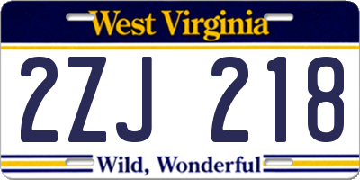 WV license plate 2ZJ218