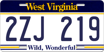 WV license plate 2ZJ219