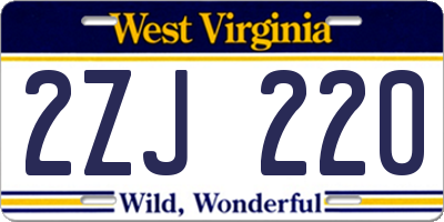 WV license plate 2ZJ220
