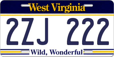 WV license plate 2ZJ222