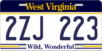 WV license plate 2ZJ223