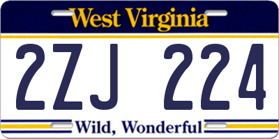 WV license plate 2ZJ224