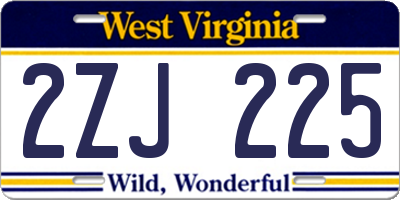 WV license plate 2ZJ225