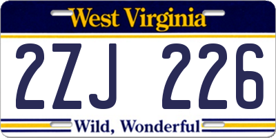WV license plate 2ZJ226