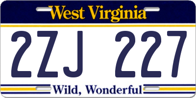 WV license plate 2ZJ227
