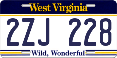 WV license plate 2ZJ228