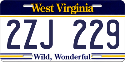 WV license plate 2ZJ229