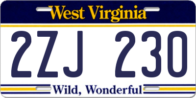 WV license plate 2ZJ230