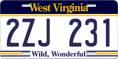 WV license plate 2ZJ231