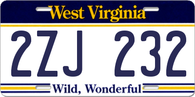 WV license plate 2ZJ232