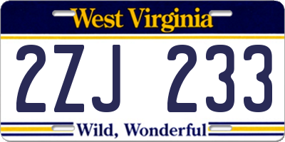 WV license plate 2ZJ233