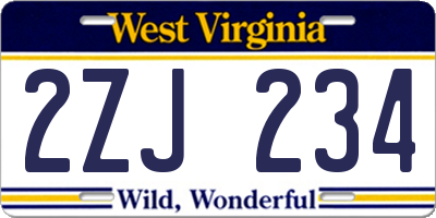 WV license plate 2ZJ234