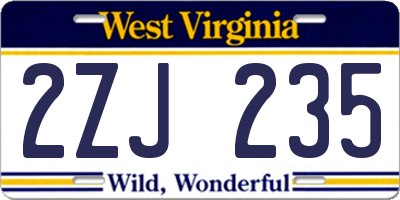 WV license plate 2ZJ235