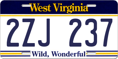 WV license plate 2ZJ237