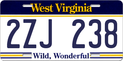 WV license plate 2ZJ238
