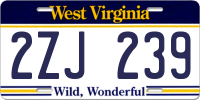 WV license plate 2ZJ239