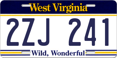 WV license plate 2ZJ241