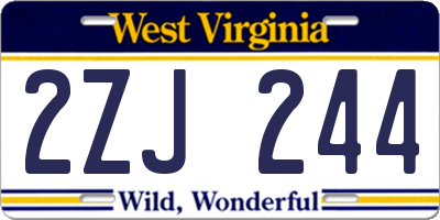 WV license plate 2ZJ244