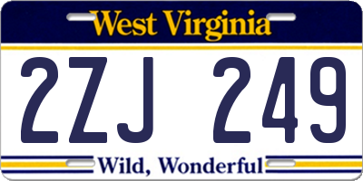 WV license plate 2ZJ249