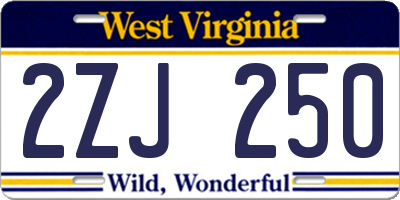 WV license plate 2ZJ250