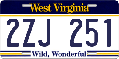 WV license plate 2ZJ251