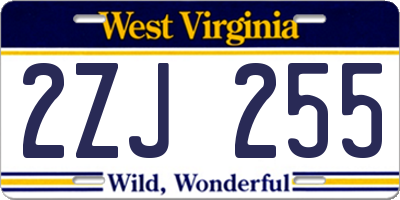 WV license plate 2ZJ255