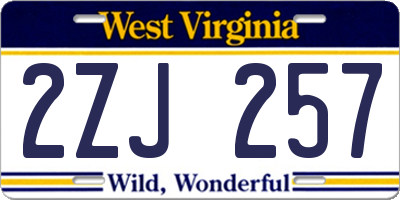 WV license plate 2ZJ257