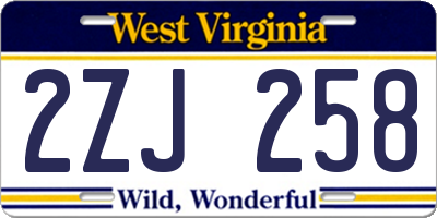 WV license plate 2ZJ258